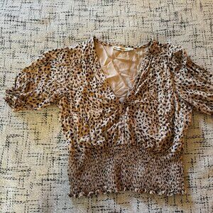 Abercrombie & Fitch V-Neck Leopard Print Blouse - Size S